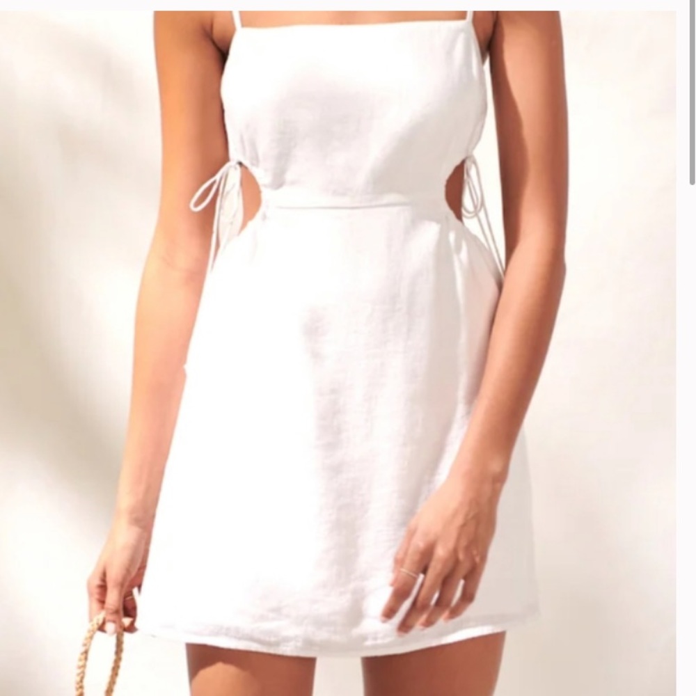 White Linen Mini Dress